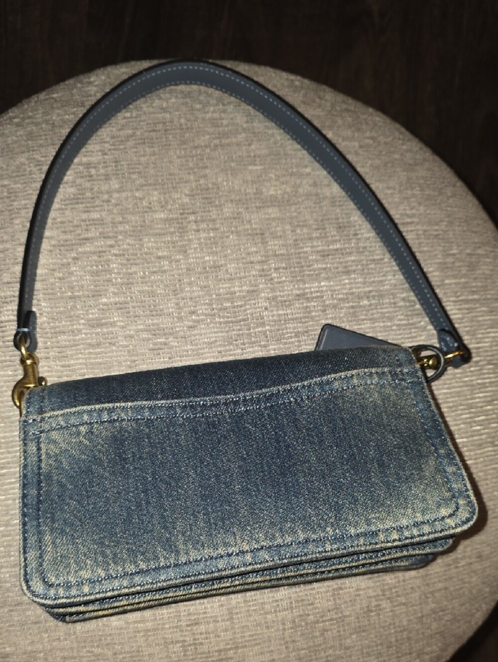 Coach Tabby Denim Shoulder Bag with Gold 'C' Turnlock - Blue - Picture 4 of 9